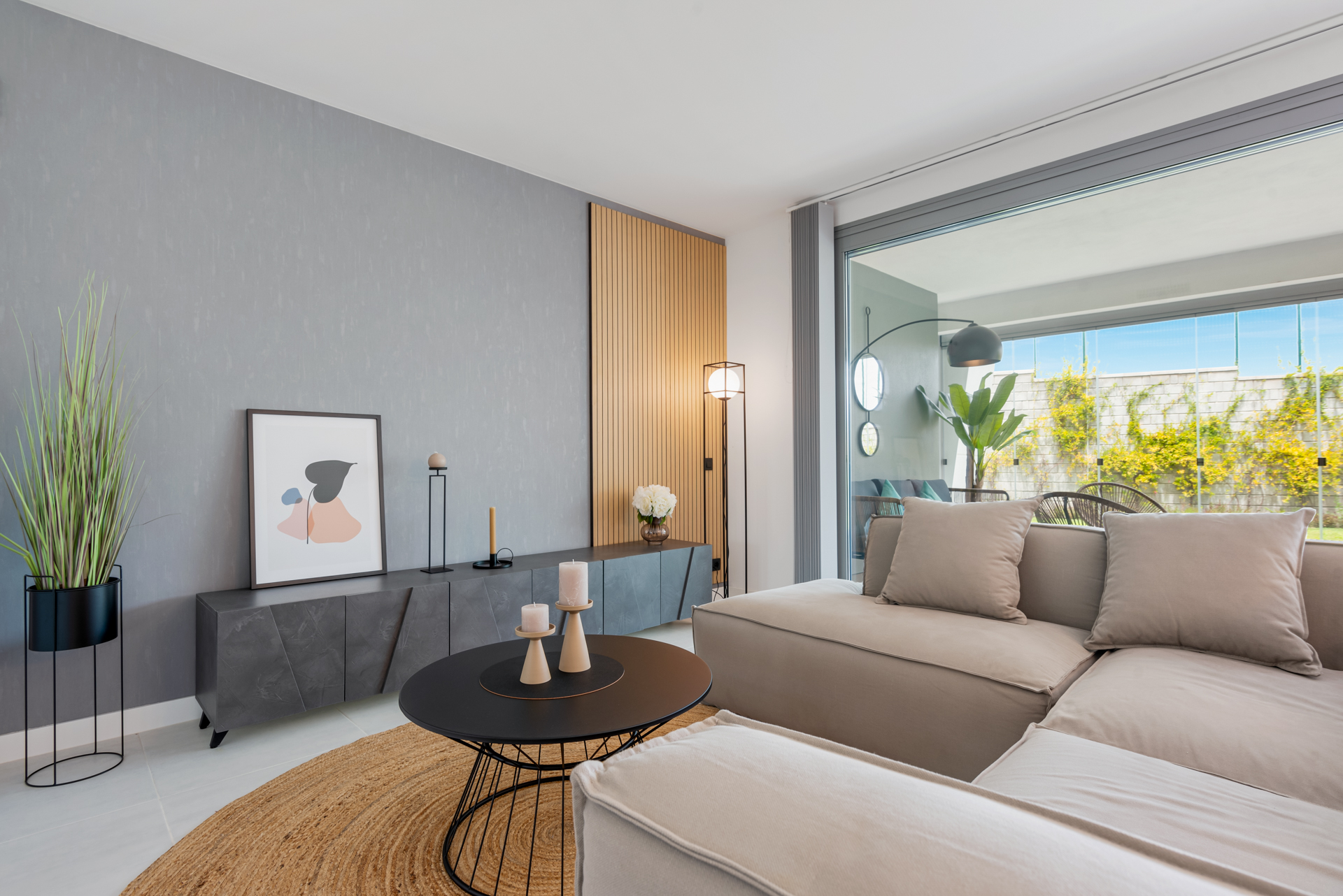 Lounge — grey & oak palette